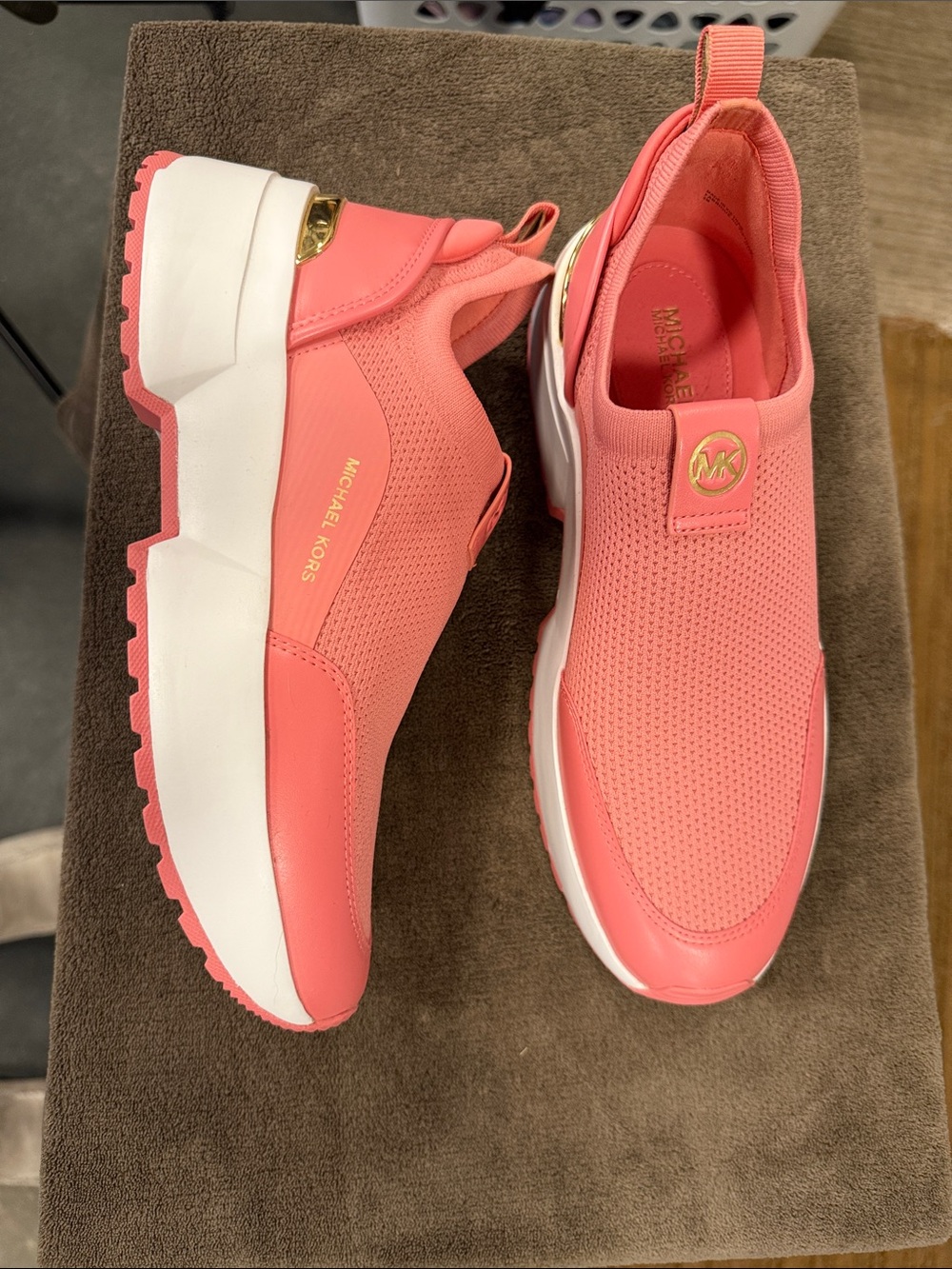 Michael Kors Coral Slip-On Platform Sneakers with Gold Accents